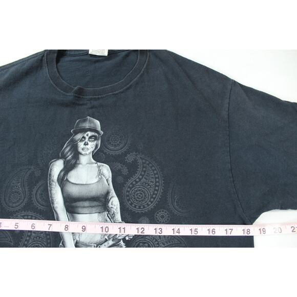 Men's Fruit of the Loom HD Cotton Graphic T-Shirt Woman & Pit Bull Sz M Black - Picture 6 of 7